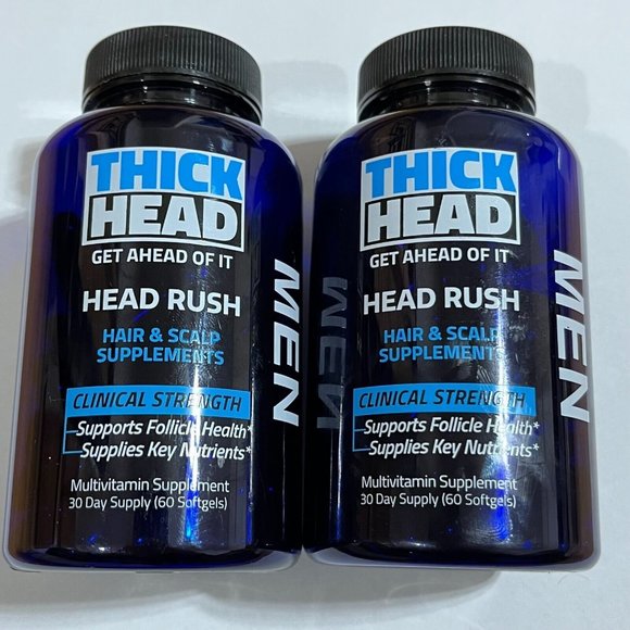 Thick Head Men's Hair & Scalp Treatments Head Rush 60 Softgels Lot of 2